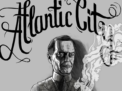 Nucky Thompson Atlantic City actor atlantic city black and white boardwalk empire calligraphy gangster handlettering illustration nucky thompson portrait smoke steve buscemi typography