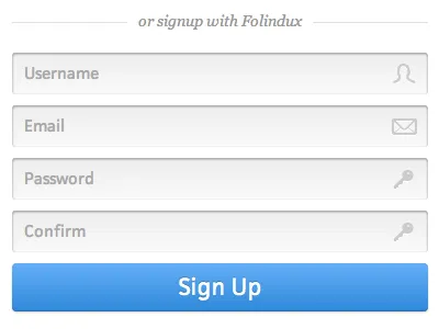 Signup Form button fields form icons inset key mail profile register sign signup up user