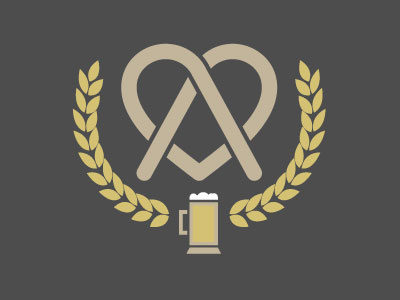 schmetzel beer brown gold heart logo oktoberfest pretzel wreath