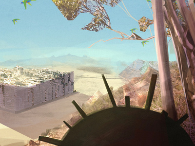 Town color concept illustration manipulation painting photo