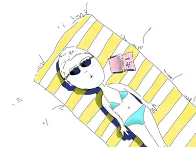 Summer bikini book illustration stripes summer towel