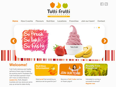 Tutti Frutti website fresh fun stripes web yogurt