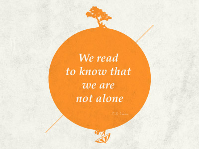 wearenotalone book c.s.lewis orange poster read typography