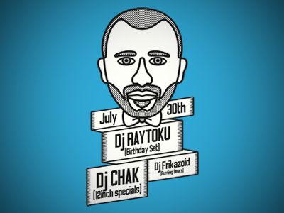 Raytoku Birth Day Dribble 45s birthday dj funk illustration party raytoku soul type vector vologda