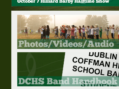 Website design for Dublin Coffman Marching Band design refresh web website