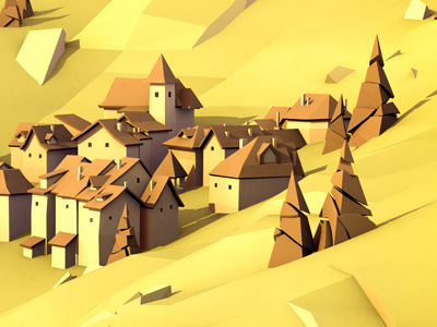 Alpine Village 3d alps blender polygons village