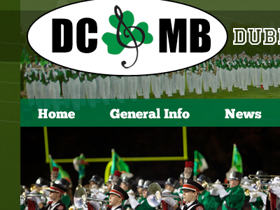 Website design for Dublin Coffman Marching Band design refresh web website