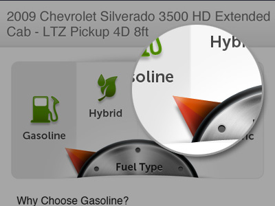 Select Fuel Type chrome dial fuel gage gas iphone.retina meter select ui