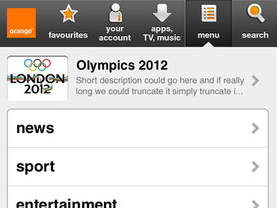Menu... menu mobile orange web