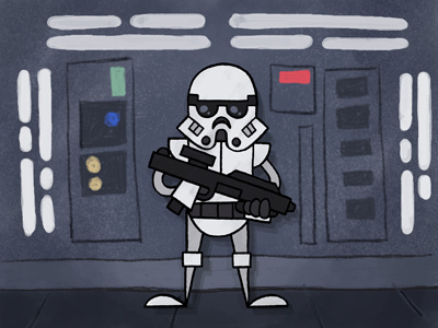 Stormtrooper Cel cartoon cel death star illustration invisibleelement modern painting retro sketch star wars stormtrooper upa