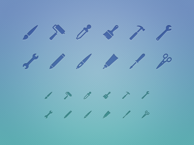 Tool Icons brush eyedropper glue glyph glyphs hammer icons pencil roller scissor screwdriver tools wacom wrench