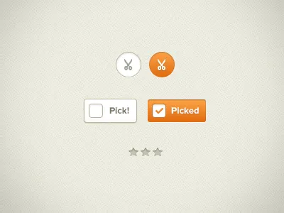 Secret active state button check checkbox icon noise orange scissors stars texture