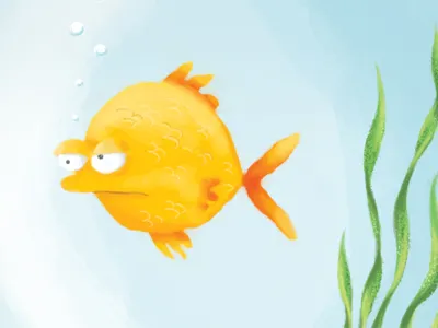 Fishbowl bubbles digital fish goldfish illustration photoshop reeds water