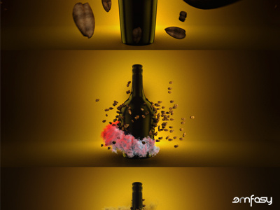 Baileys Coffee Spot baileys black bottle coffee fume glass gradient hypervoxels icons lightwave spot