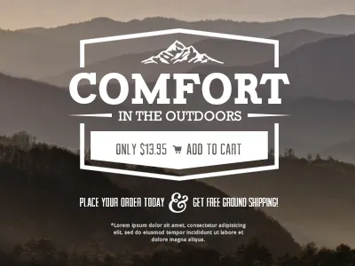 Comfort in the Outdoors add to cart ampersand ecommerce mountains product rustic smokey hills vintage