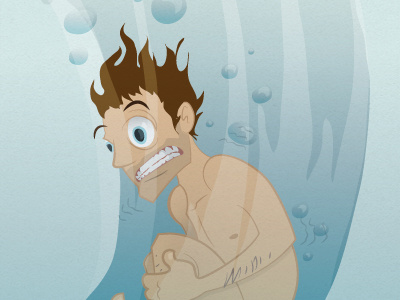Full Steam Ahead bath house blue cartoon cold illustration plunge texture vector water