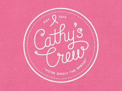 Cathy's Crew T-shirt Design breast cancer circle logo pink ribbon script t shirt walk