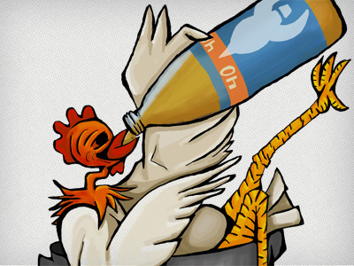 Chicken Drinking A Beer beer chicken digital digital illustration funny illustration silly