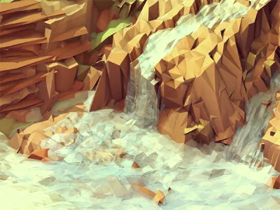 Diamantina [Everywhere Project] 3d brazil c4d cinema 4d cliffs diamantina iso isometric landscape low poly lowpoly nature render rocks tropical water waterfall