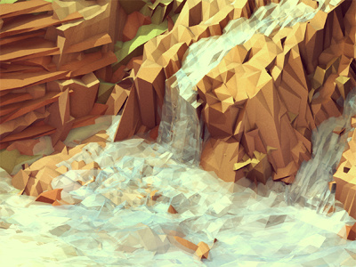 Diamantina [Everywhere Project] 3d brazil c4d cinema 4d cliffs diamantina iso isometric landscape low poly lowpoly nature render rocks tropical water waterfall