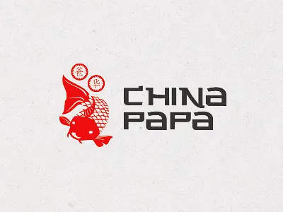 Chinapapa carp china coin dad father fish logo money papa red