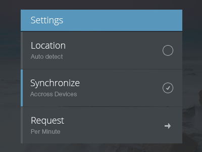 Simple Settings blue dark grey minimal settings simple typography