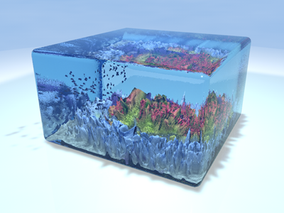 Ocean Cutout 3d cinema 4d coral fish ocean water