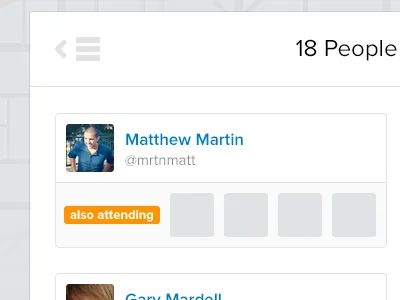 Also Attending label list thumbnails users