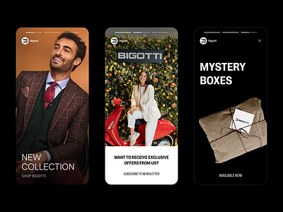 Bigotti Social Media app cart checkout collection design ecommerce shopping ui ux