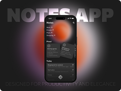 Notes App — Designed for productivity and elegance app concept design dark mode design design inspiration minimalist design mobile app ui mobile ui notes app productivity app ui ui design user interface ux design