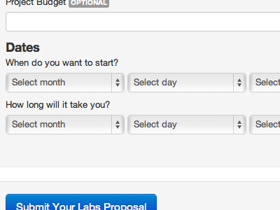 Farmhouse Labs Submission Form blue bootstrap ca california farmhouse grey grid hollywood labs twitter white