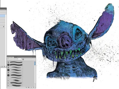 Zombie Stitch Process cartoon disney illustration sketch stitch zombie