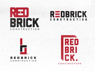 Red Brick black brand brick construction logo mark red