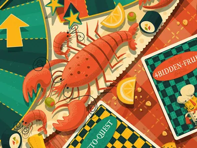 BoardGame more food game illustration lobster