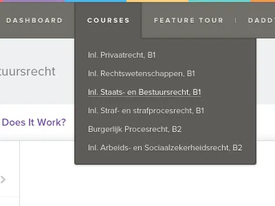 Courses colourful dropdown interface ui ux