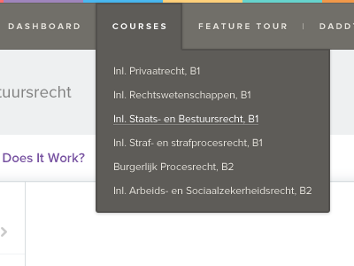 Courses colourful dropdown interface ui ux