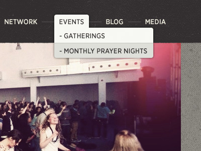 Drop-down menu grunge menu navigation web