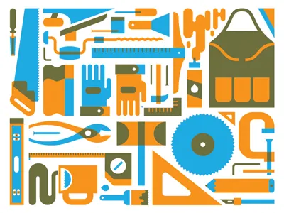 Tools design icons illustration poster tools