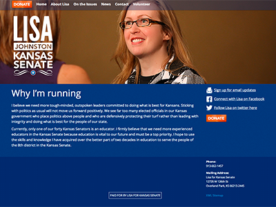 Campaign Website blue campaign kansas political politics senate