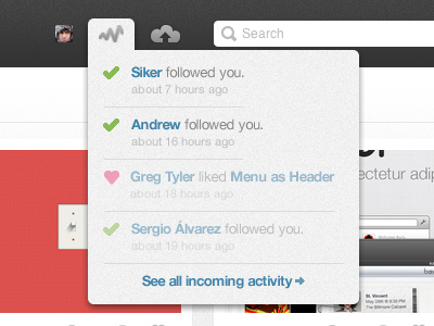 Small improvement to the activity panel dribbble feature request