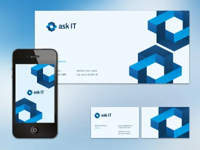 Logo in practice branding business card compliments concept corporate design escher icon identity isometric logo stationary