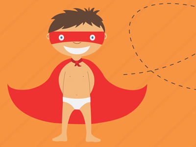 Superhero boy character courage debut illustration superhero