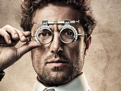 Top Secret mad scientist packaging photography portrait retouching steampunk vintage