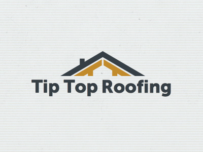 Tip Top Roofing Logo blue construction gold house icon logo mark roof roofing