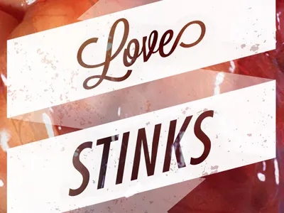 Love Stinks heart italics love ribbons script typography