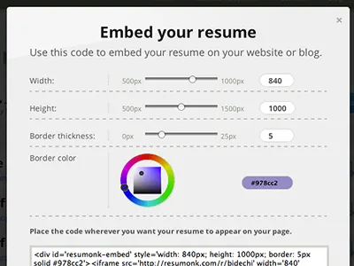 Resumonk widget lightbox resumonk ui web website widget