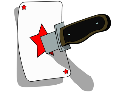 Bad Loser card drawing illustration knife star