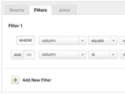 Creating filters via drop downs