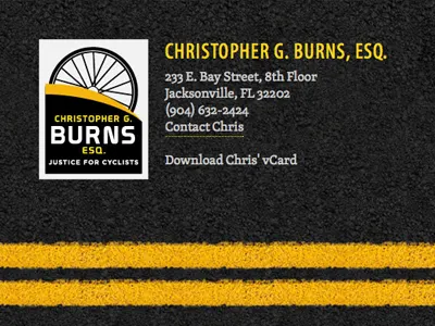 Footer of FloridaCyclingLaw.com attorney black footer road yellow