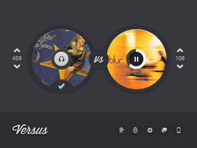 Versus 90s album artist buttons compete icons track versus voting wisdom script